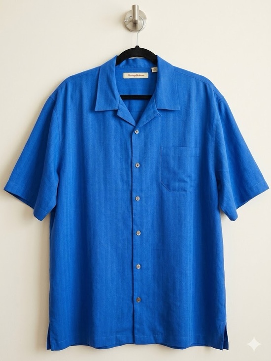 Tommy Bahama Other - EUC Tommy Bahama Royal Blue Short-Sleeve Button-Down Camp Shirt